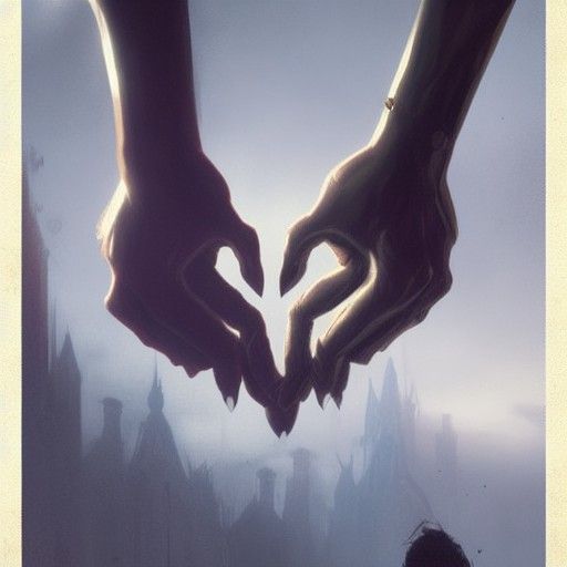 Sinister Hands Intertwined: A Dark Greg Rutkowski Scene