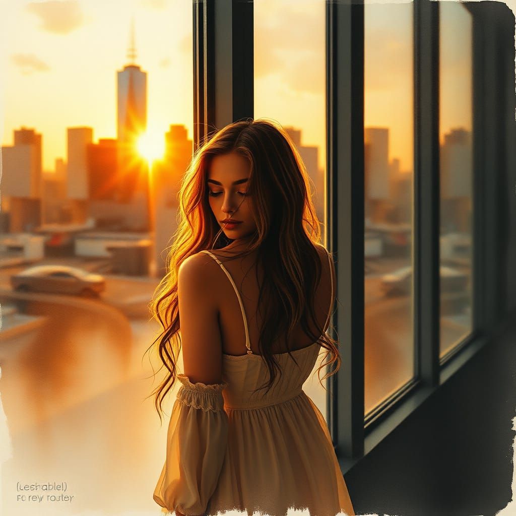 Ethereal Goodbye: Impressionistic Cityscape at Dawn