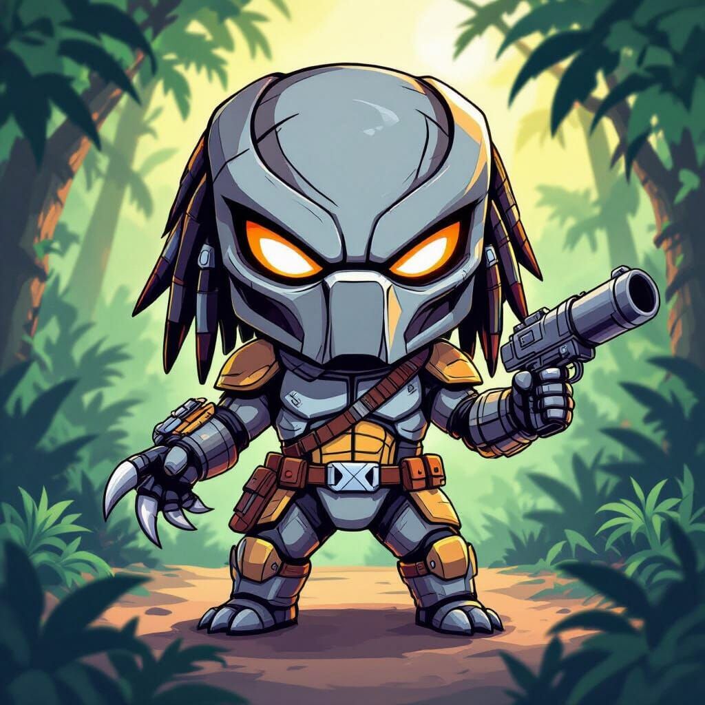 Chibi Predator Illustration in Cute Anime Style
