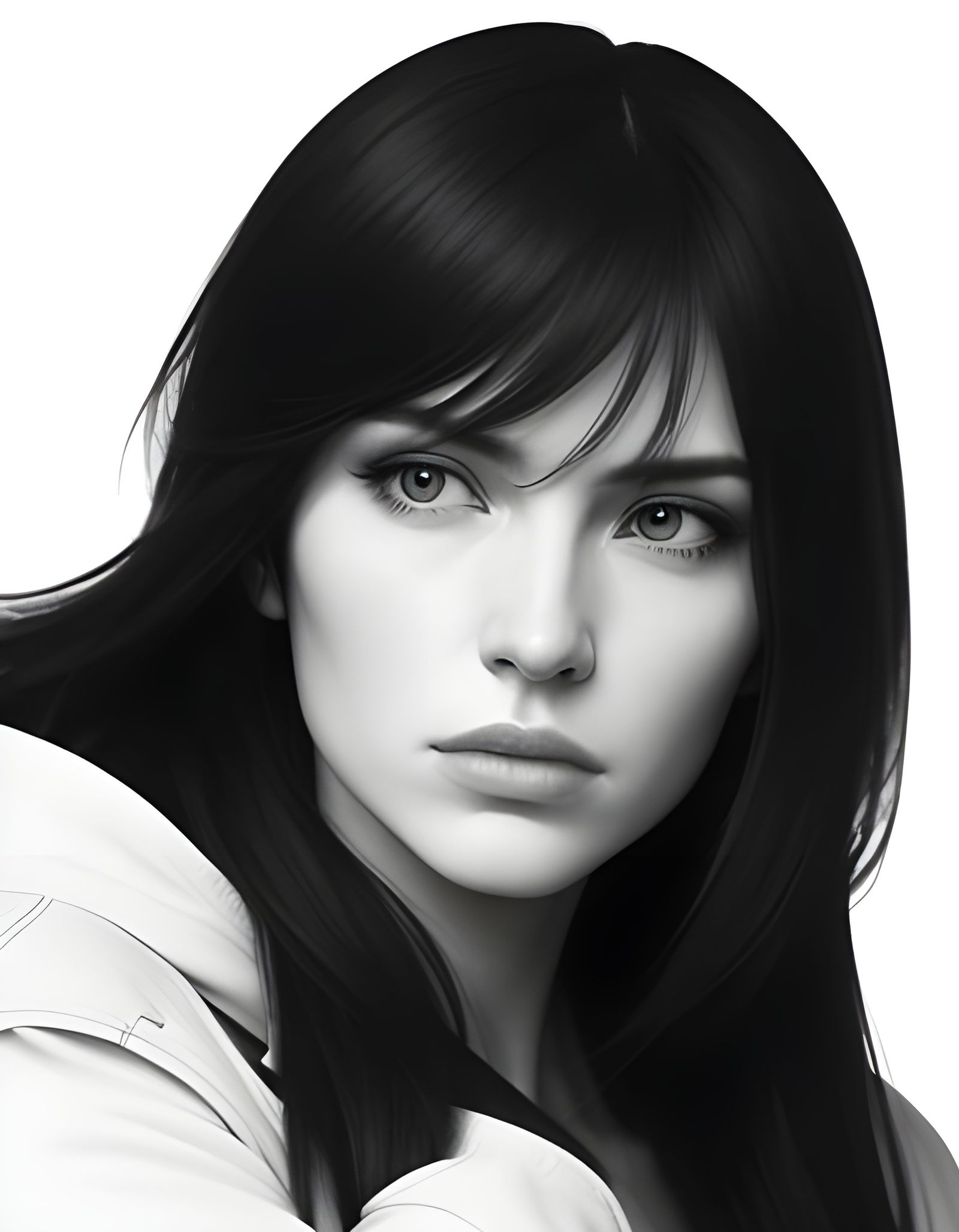 Dramatic Line Art Portrait in Black and White