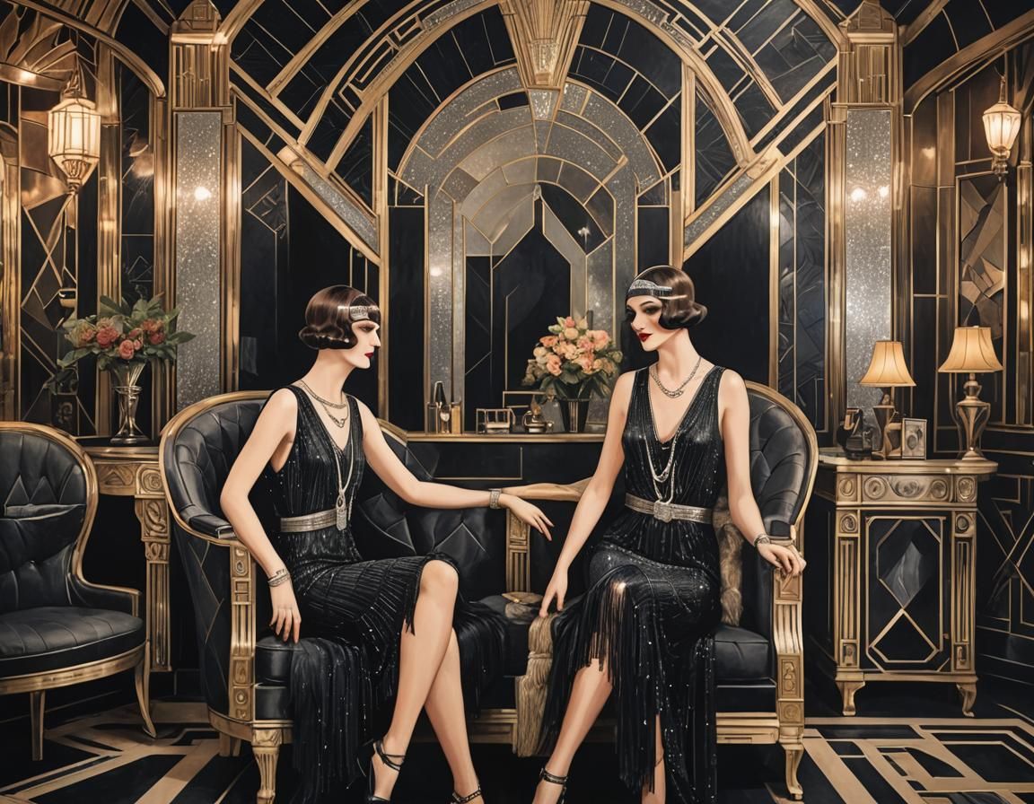 Flappers in an Art Deco Lounge