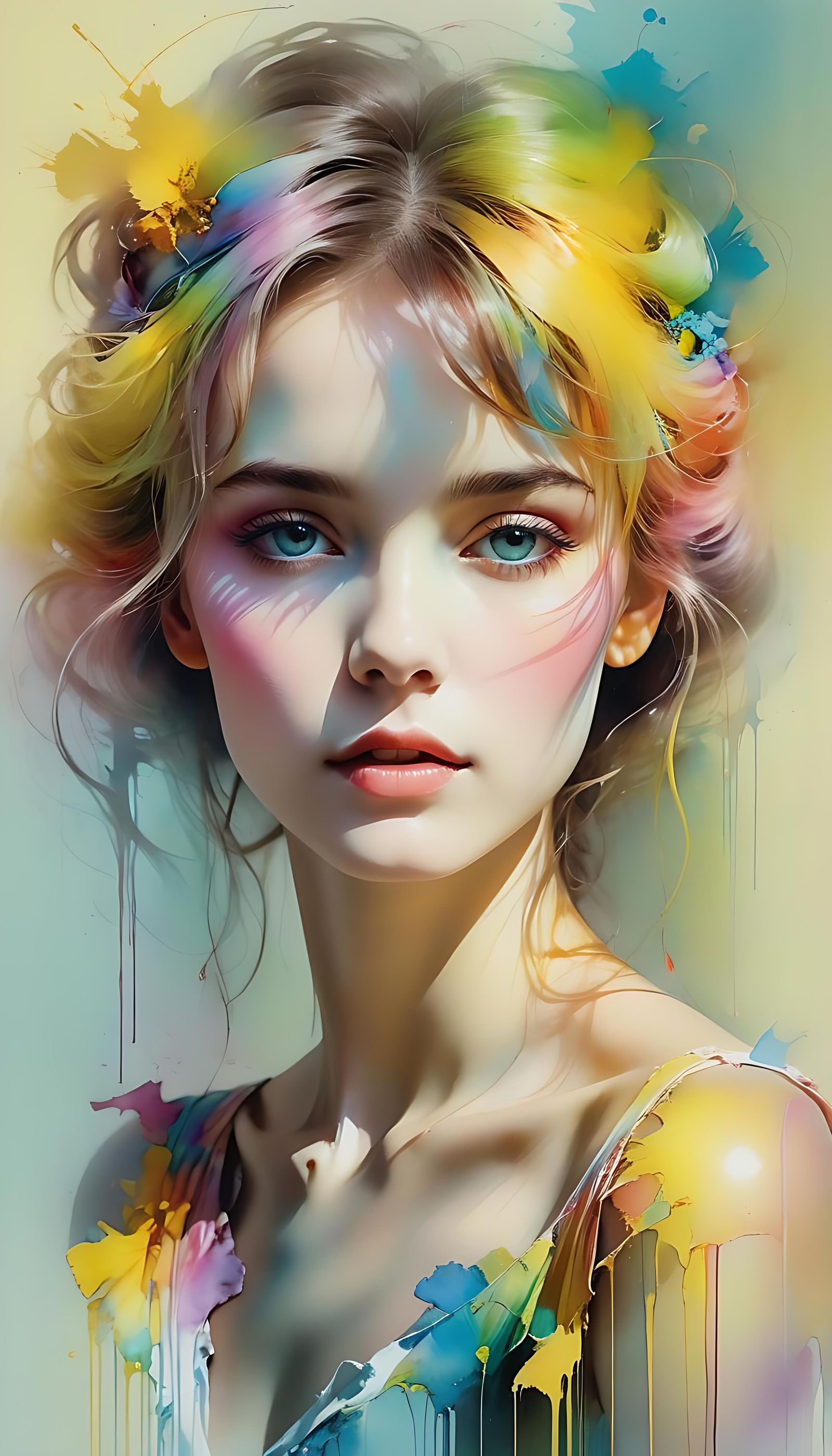 Dreamy Rainbow Portrait in Vintage Style