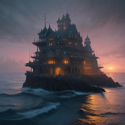 Cinematic Dusk Seascape: Digital Matte Painting