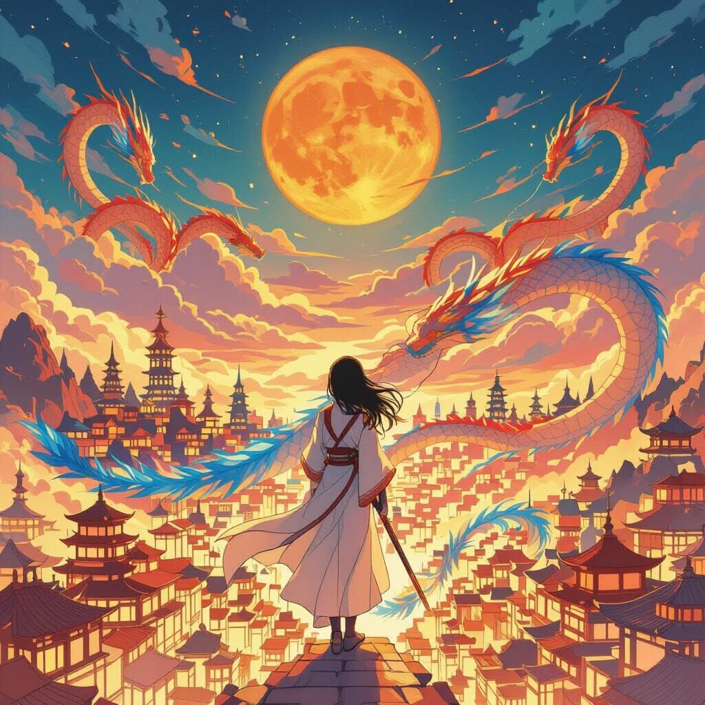 Realistic Anime Dragon in Blue Fire, 8K Detail