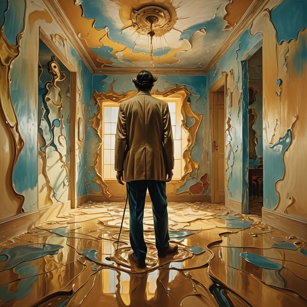 Distorted Room in Surrealist Style of Salvador Dali