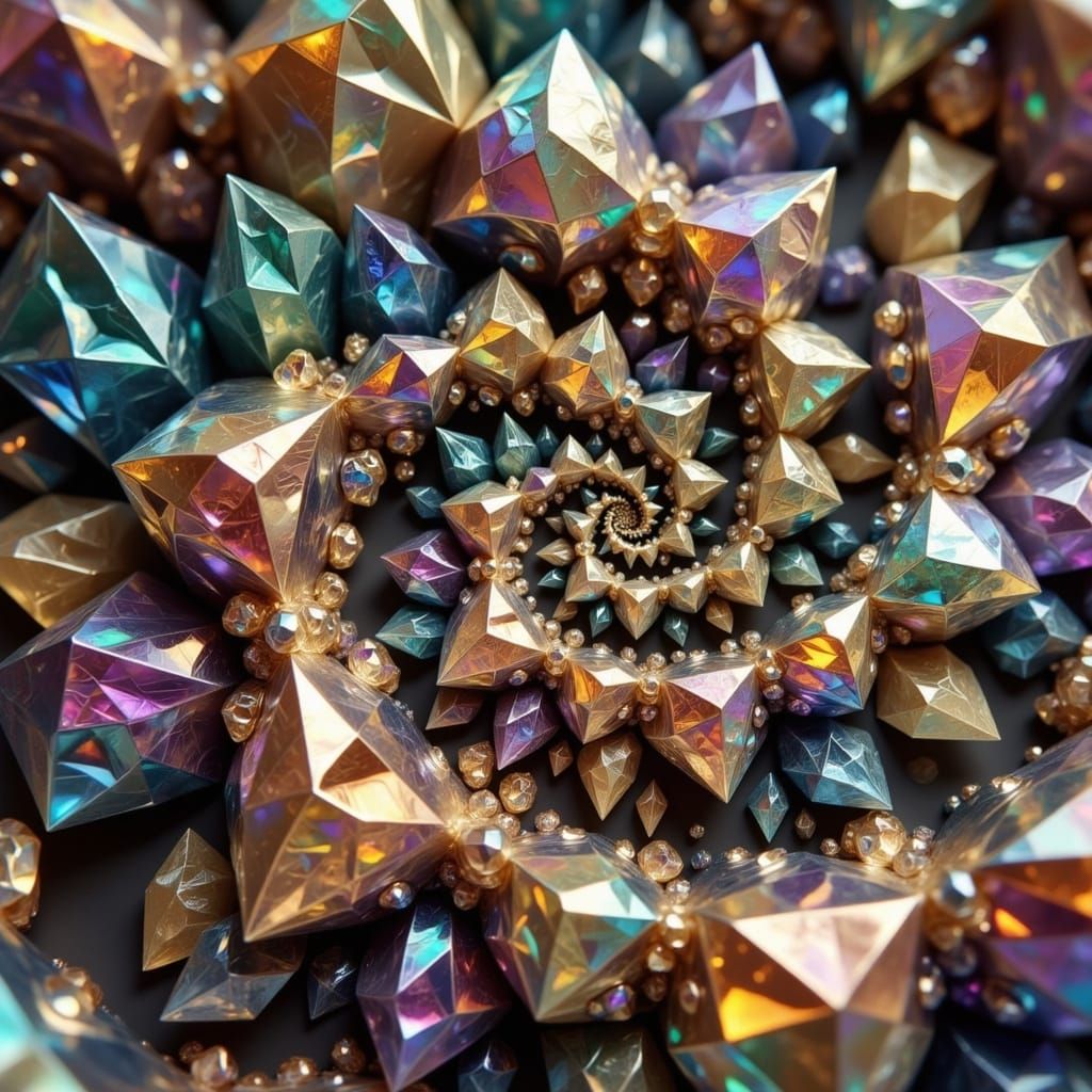 Surreal Crystalline Geometries in a Futuristic, Mystical Rea...