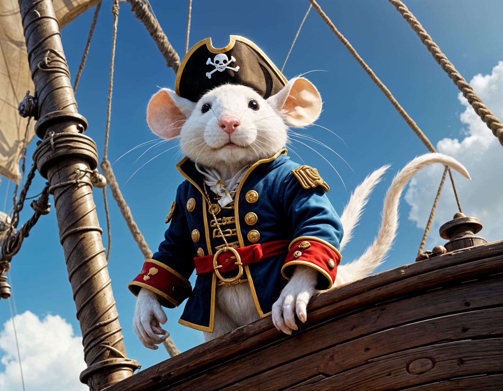 White Rat Plushie Pirate Captain on Ship: Concept Art