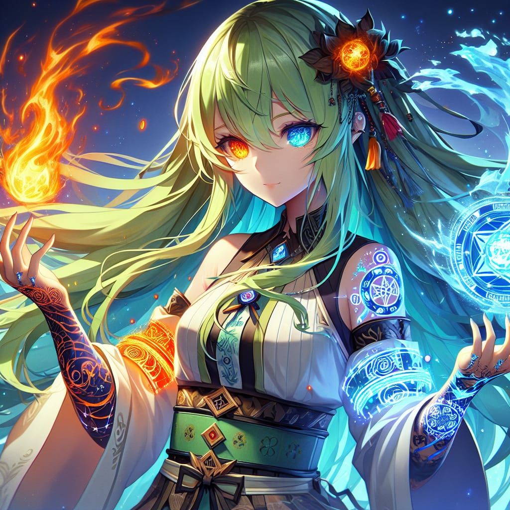 Anime Elementalist Unleashes Elemental Powers as Matte Paint...