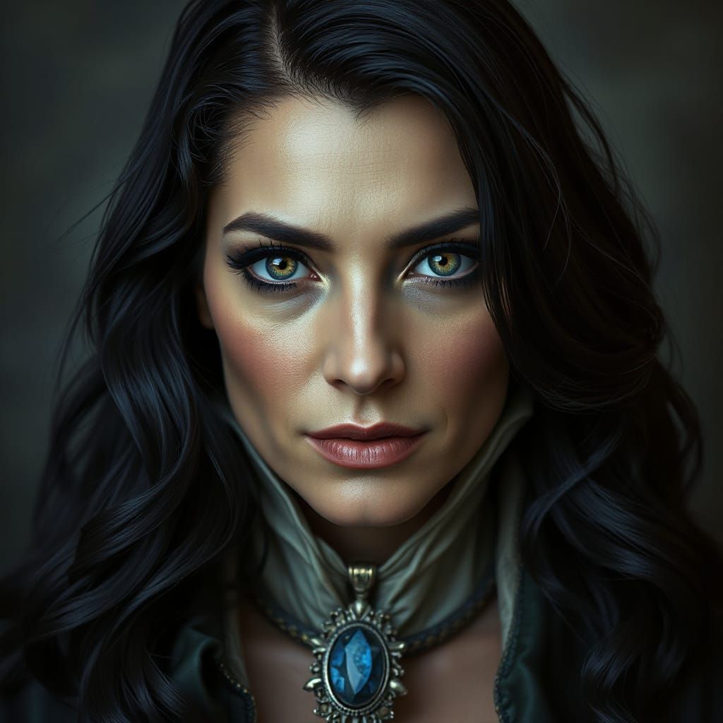 Elizabeth Taylor Sorceress Portrait with White Streak