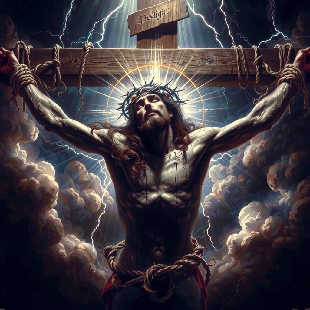 Suspended in Splendor: Caravaggio-Inspired Crucifixion Scene