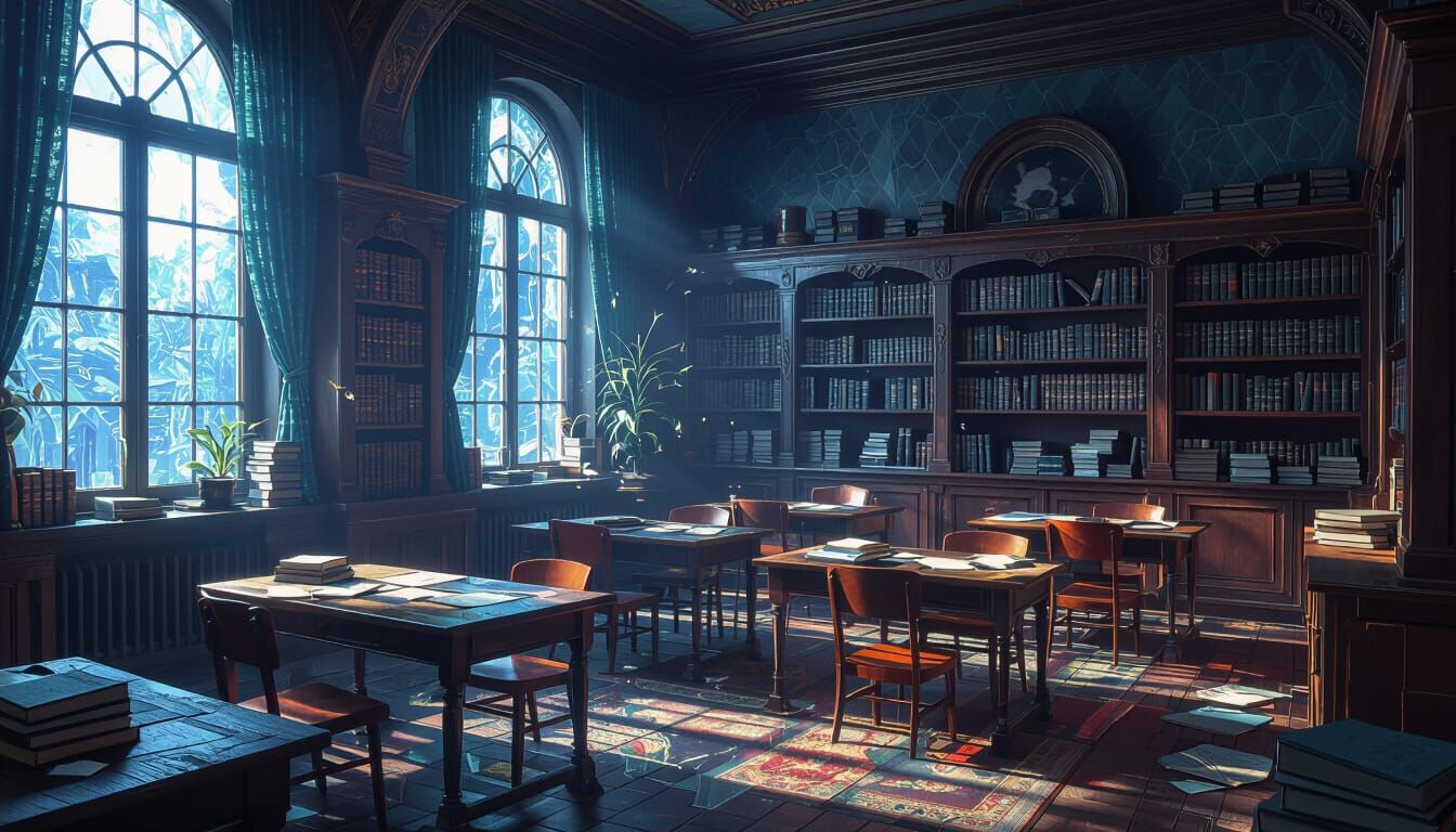 Magical Classroom with Books in Epic Cinematic Style