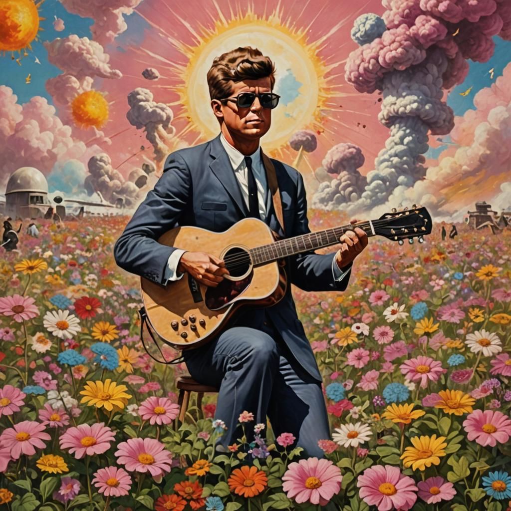 JFK as Hippie in Groovy 60s Flower Power Scene