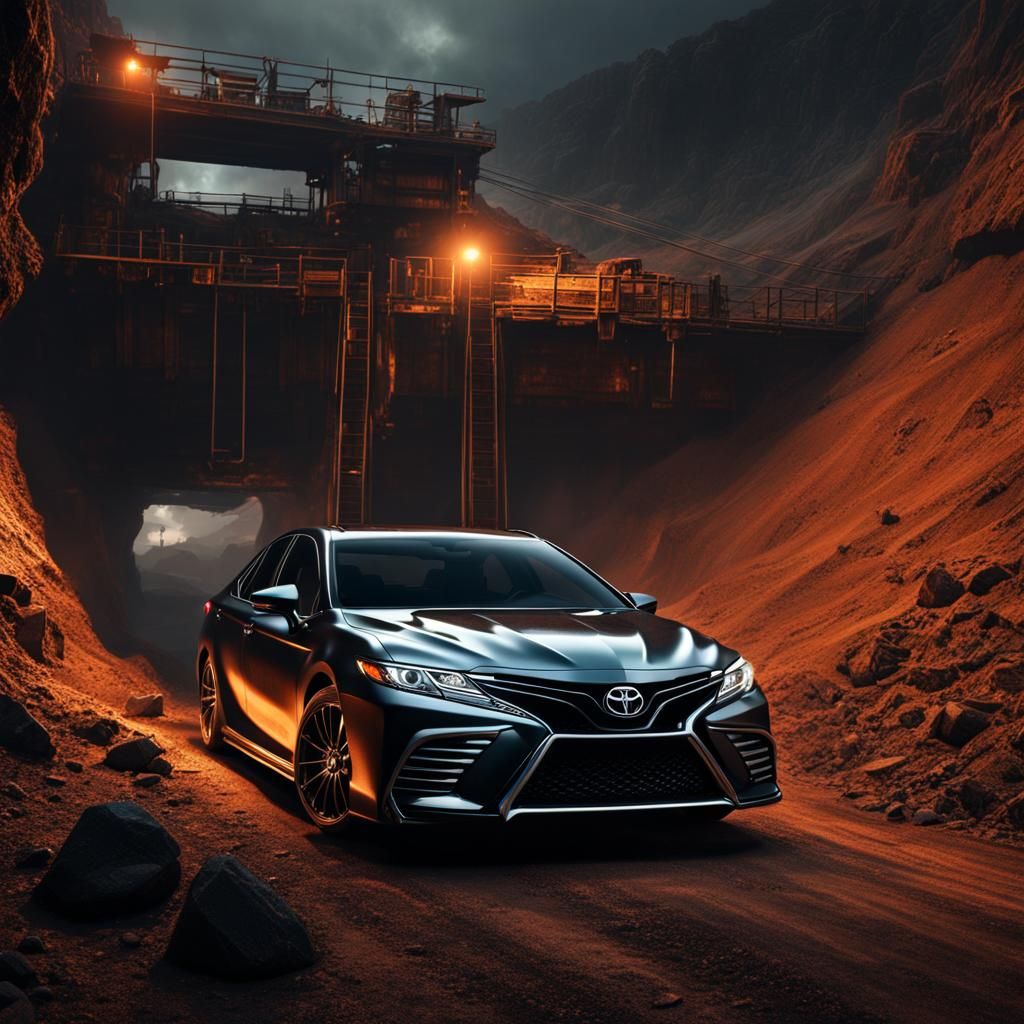 Toyota Camry in Coal Mine: Detailed Matte Painting