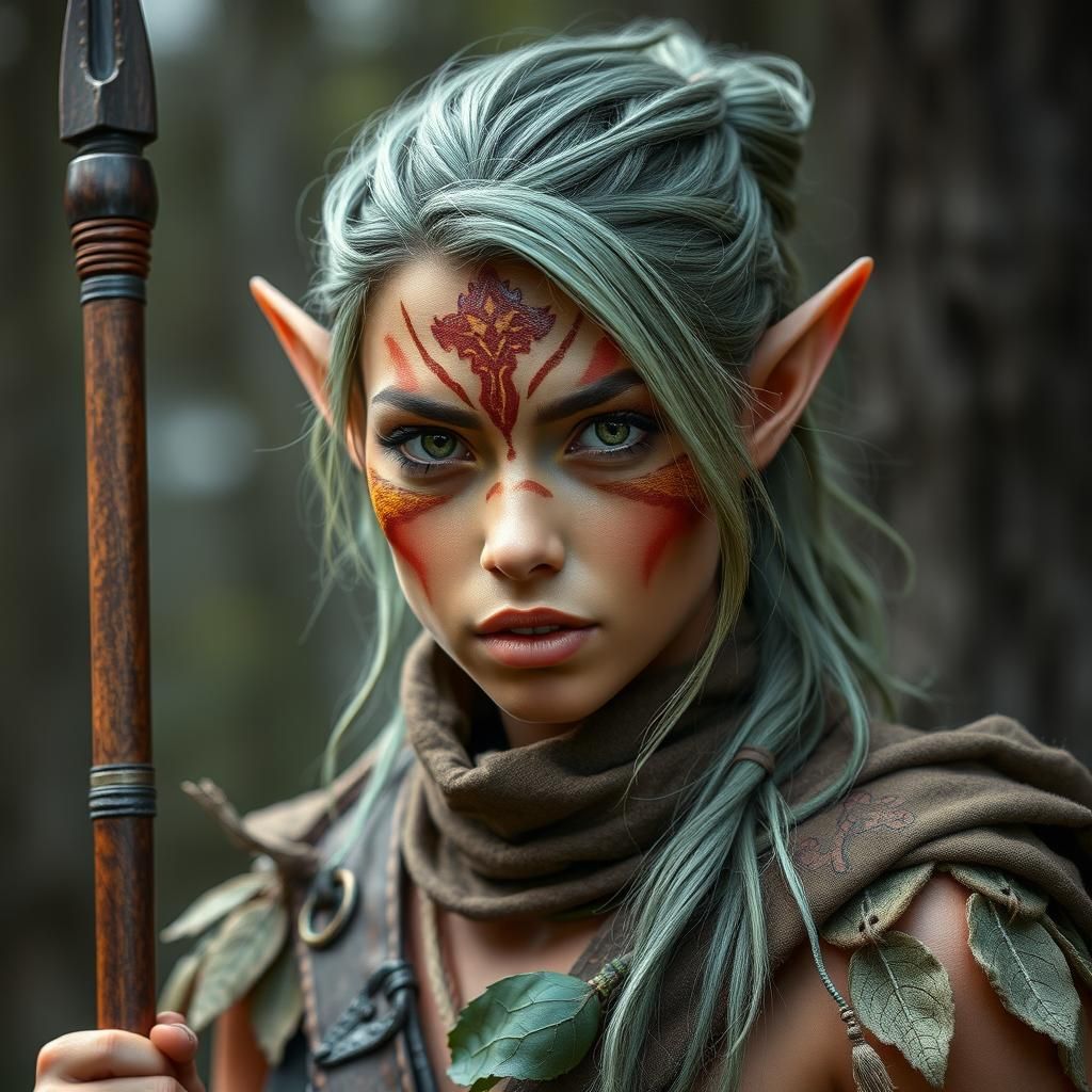 Elegant Wood Elf Warrior in Woodland Leather