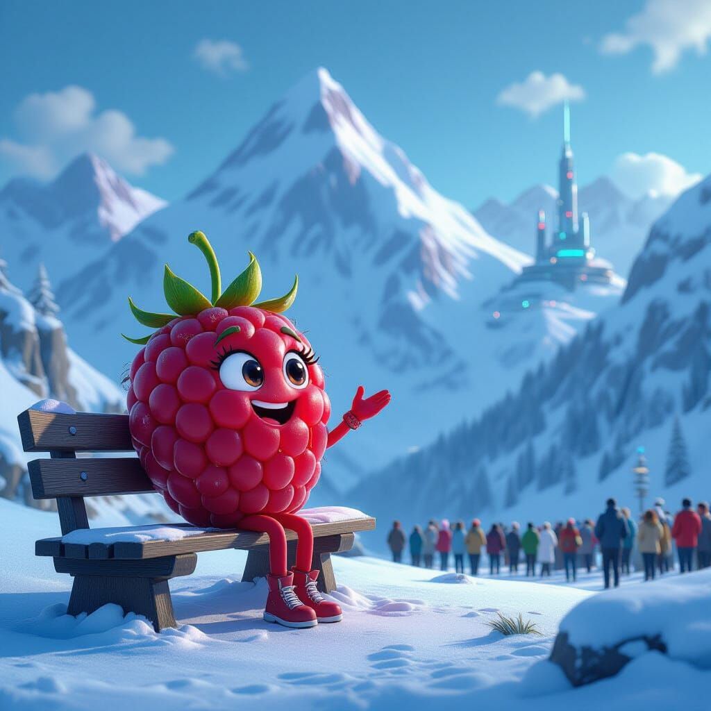 Personified Raspberry Teaches Healthy Eating on Mountain Ben...
