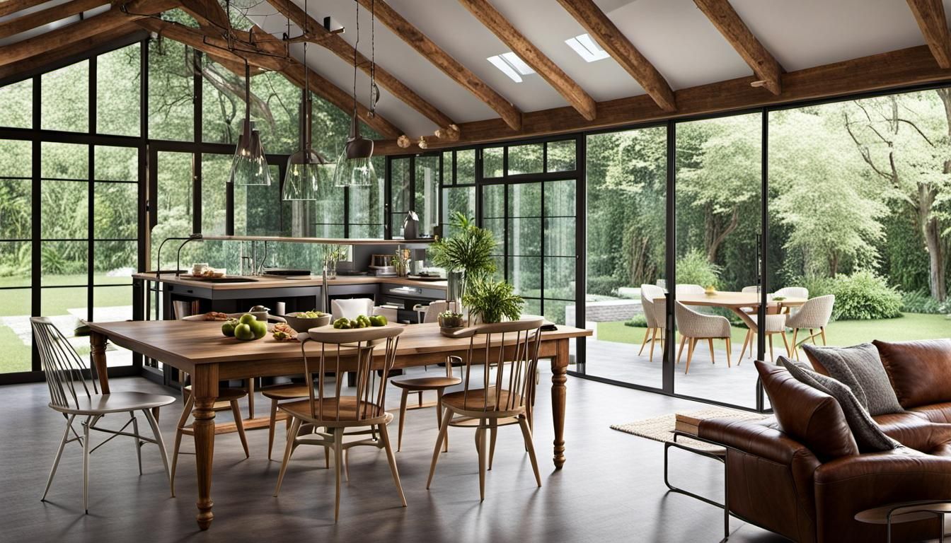 Single-Story Glass House with Old-Fashioned Decor