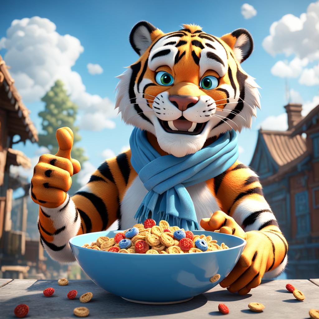 Tony the Tiger Cereal Thumbs Up, 3D Render