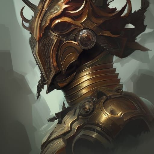 Chaos Knight Portrait in Hyperdetailed Style