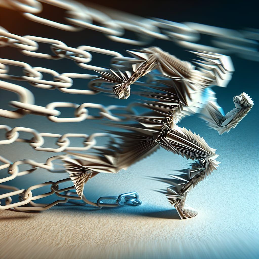 Origami Light Chasing Scene in Motion