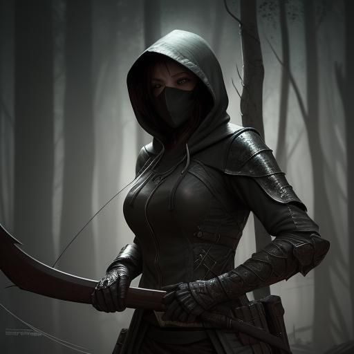 Hooded Ranger Hunts in Shadows: Dark Fantasy Art
