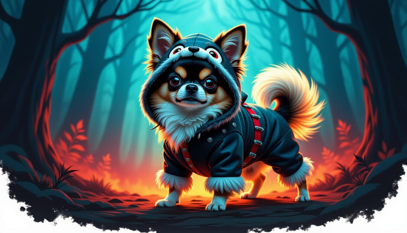 Chihuahua in Wolf Costume: Dark Fantasy Concept Art