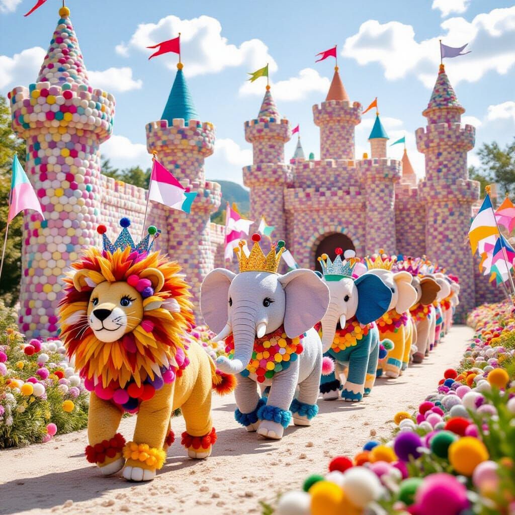 Pom Pom Animal Parade Through a Fuzzy Kingdom