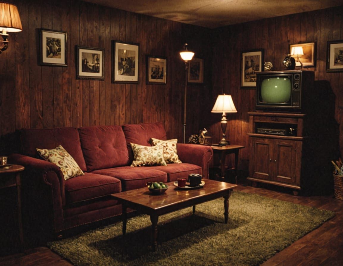Film Noir Basement Scene with Warm, Muted Colors
