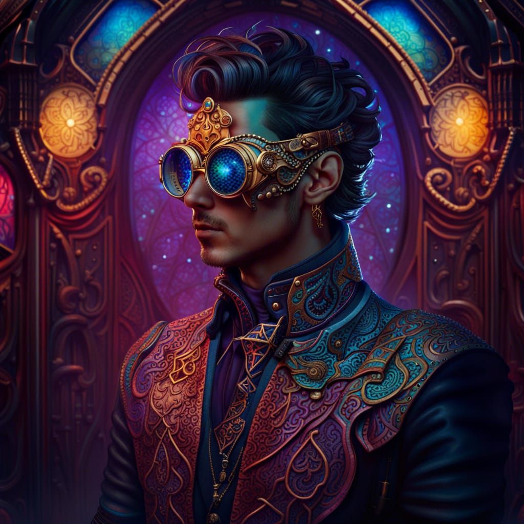 Steampunk Man with Elaborate Eyewear in Fantasy Style