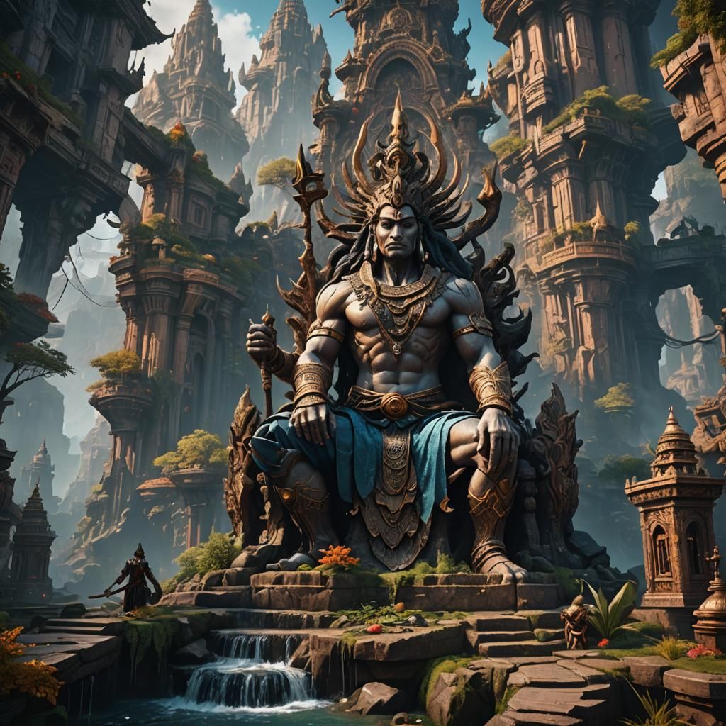 Detailed Matte Painting of Shiva in 8K
