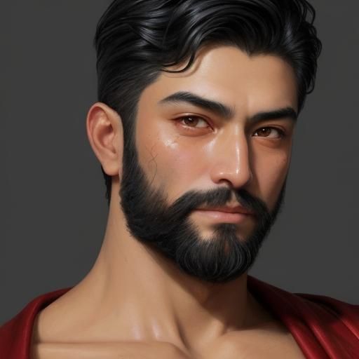 Elegant Man in Red Velvet Bathrobe, Art Nouveau Style