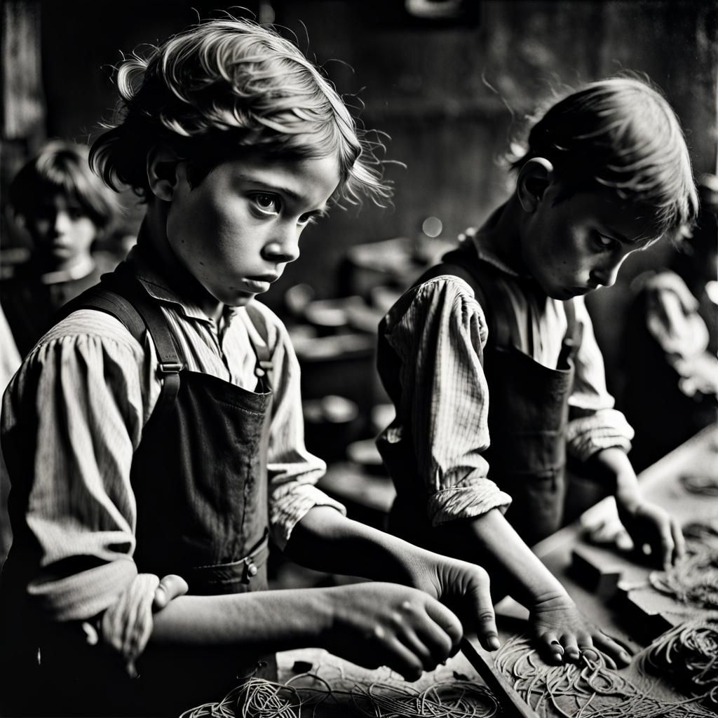 19th Century Child Labor: Expressionistic Black and White