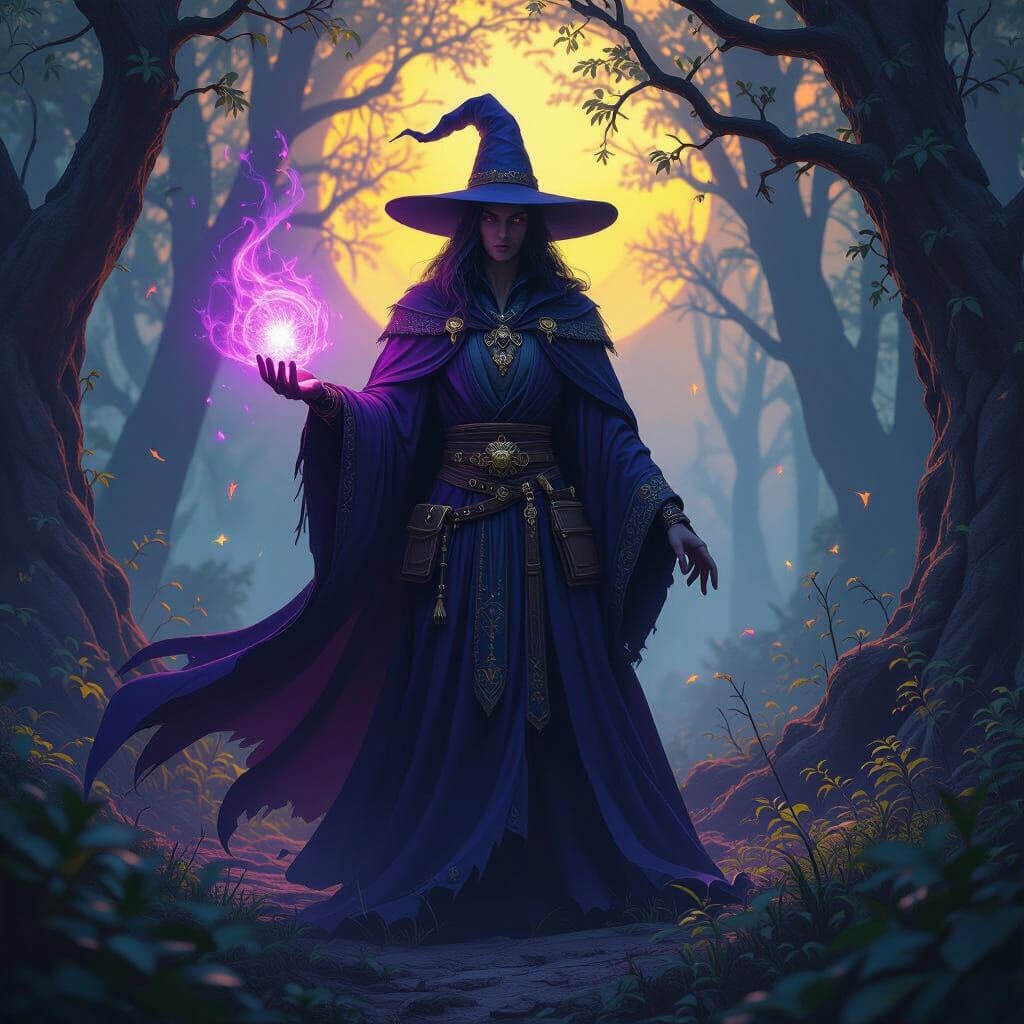 Fae Wizard in Mystic Forest Dark Fantasy Concept Art