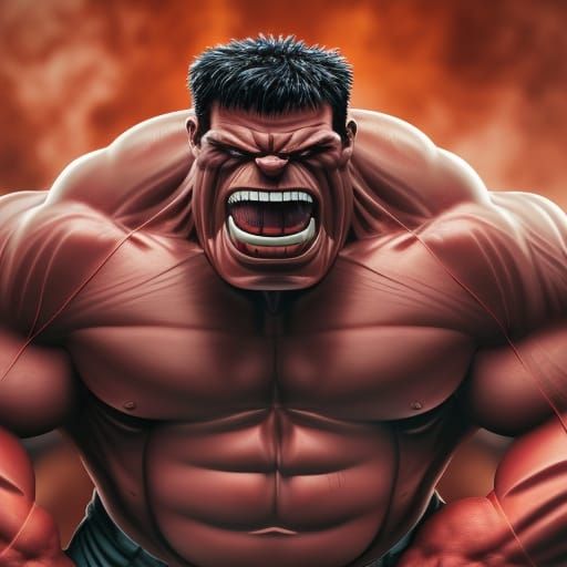 Ultra HD Red Hulk in Professional Photography Style