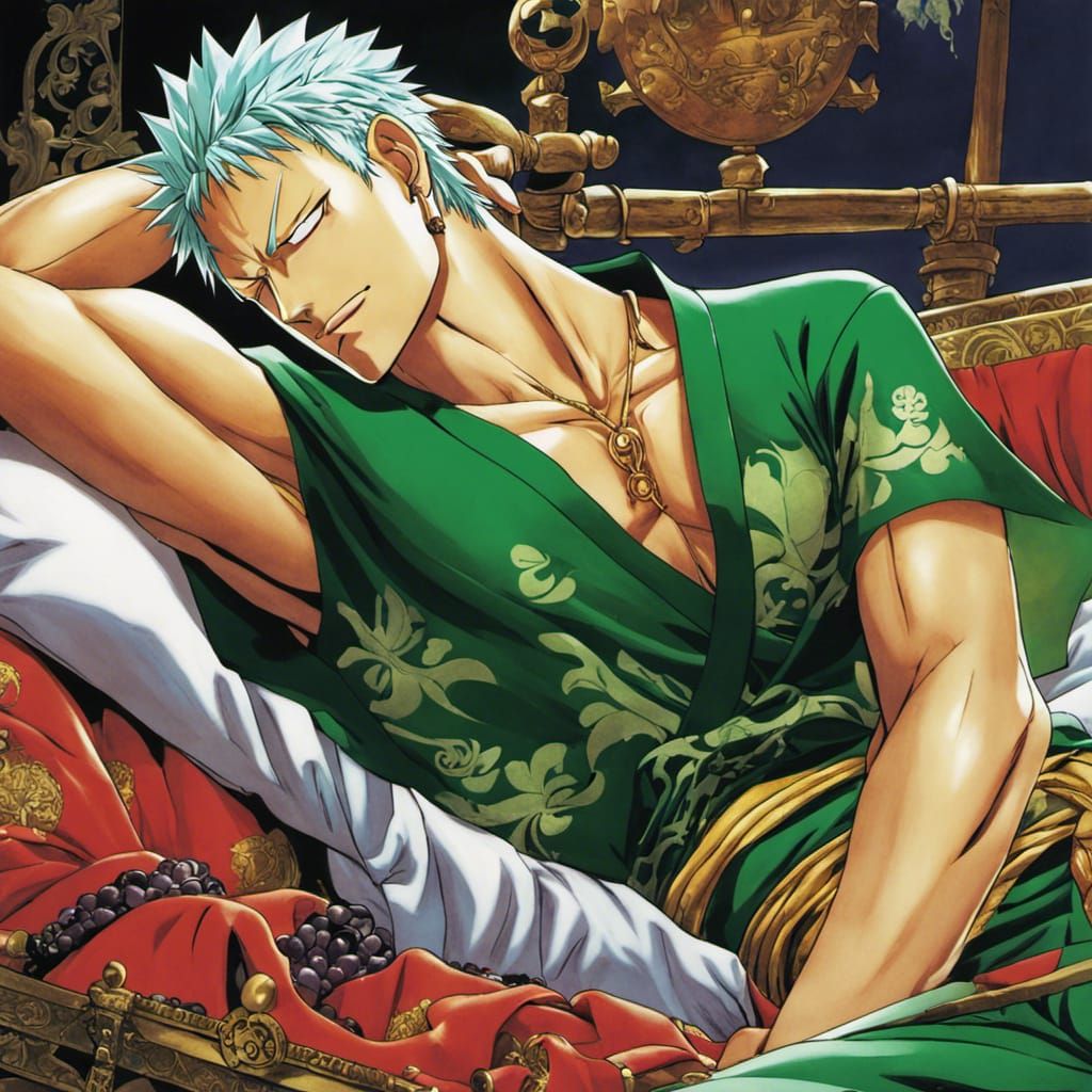 Zoro from One Piece Napping in Oda's Style