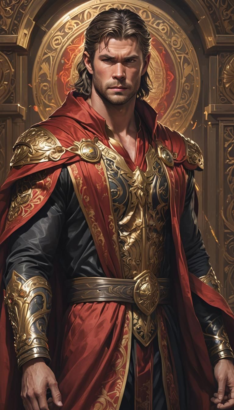 Crown Prince in Red and Gold Robes