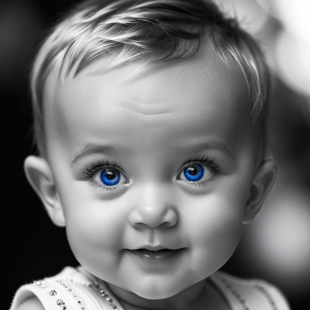 Adorable Baby Portrait with Selective Blue Eyes