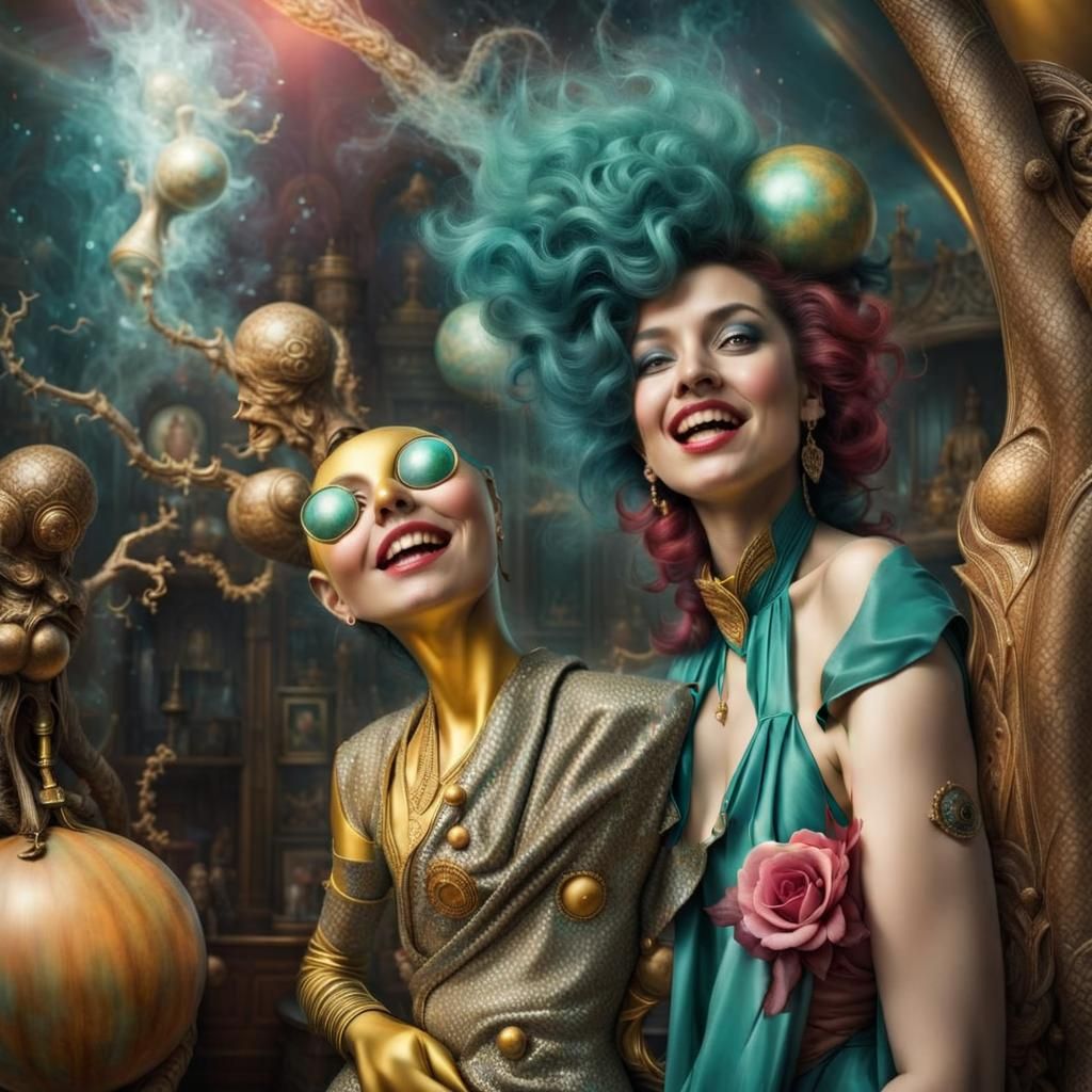 Extravagant Alien Characters in Bizarre Cosmic Dreamscape