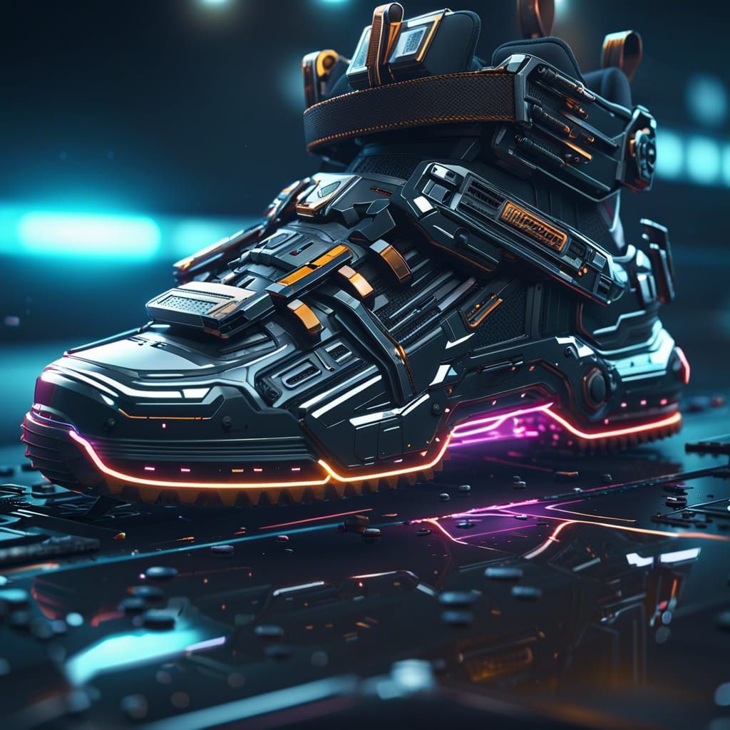 Cyberpunk Tech Sneaker Poster in 8K Resolution