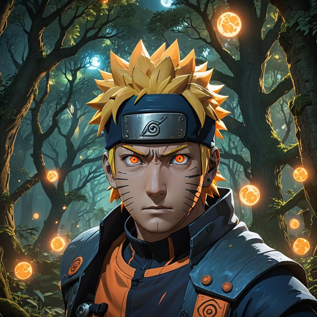 Naruto's Furious Face in Dark Fantasy Forest