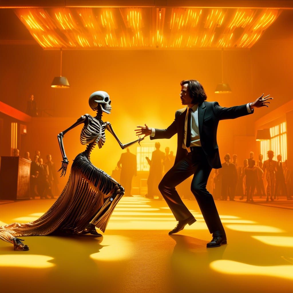 Pulp Fiction Skeletons Dancing in Zombie Apocalypse