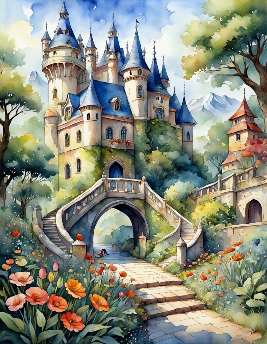 Ornate Watercolour Illustration for Children's Storybook