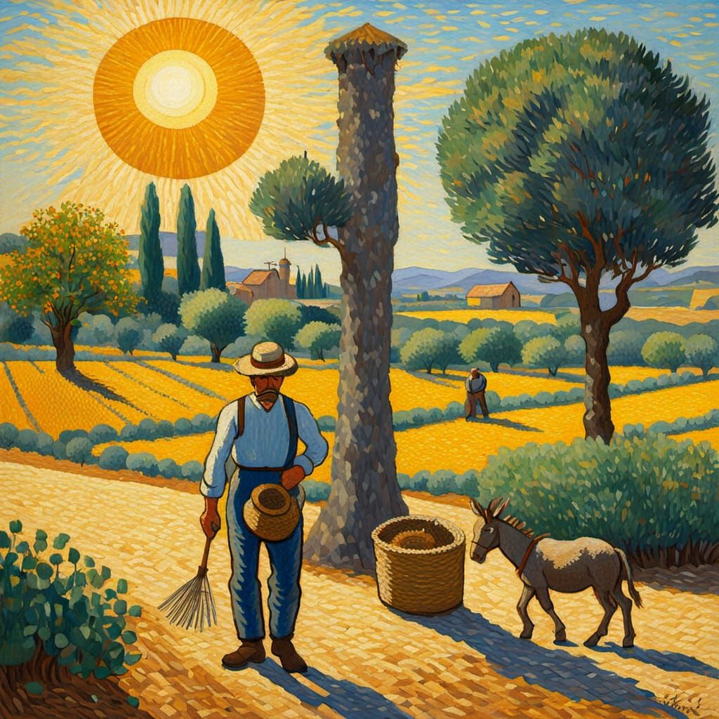 Spanish Sower in Baking Sun, Impressionistic Style