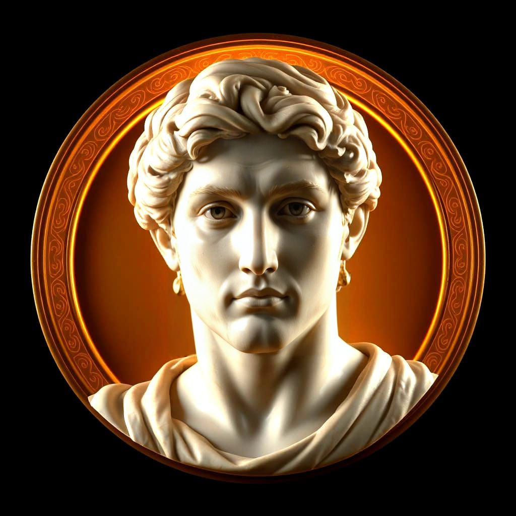 Classical Greek Sage in Golden Relief