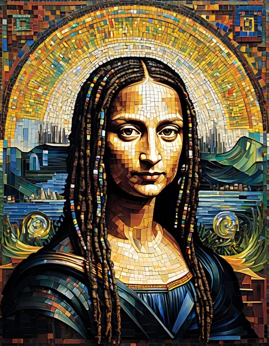 Modern Mosaic Mona Lisa Portrait
