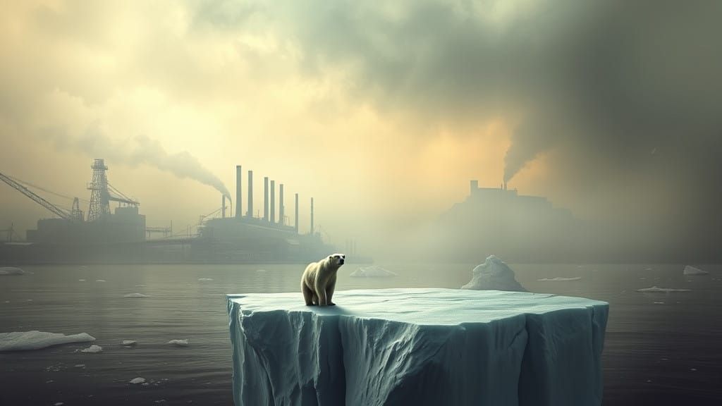 Surrealist Landscape of a Melting Arctic Ecosystem in a Poll...