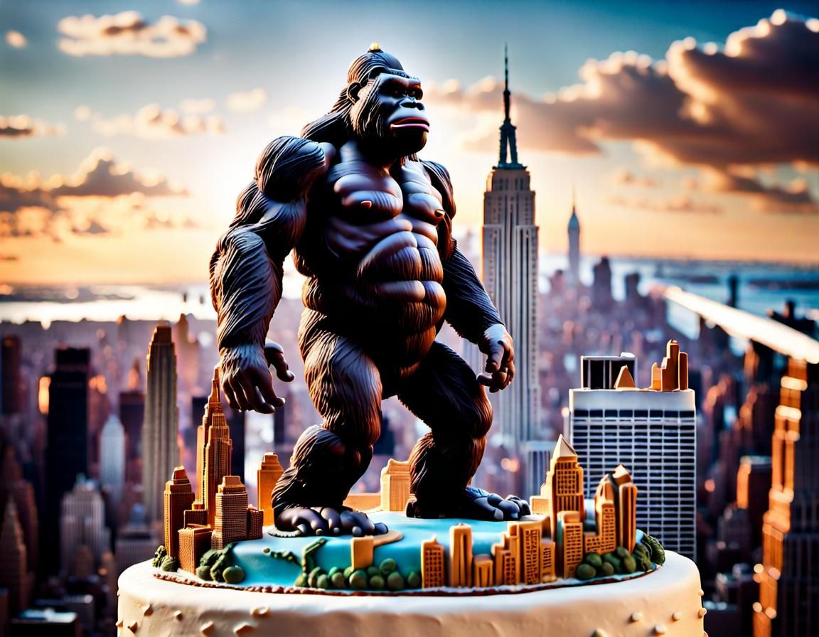 King Kong Cake Sculpture in Photorealistic Style