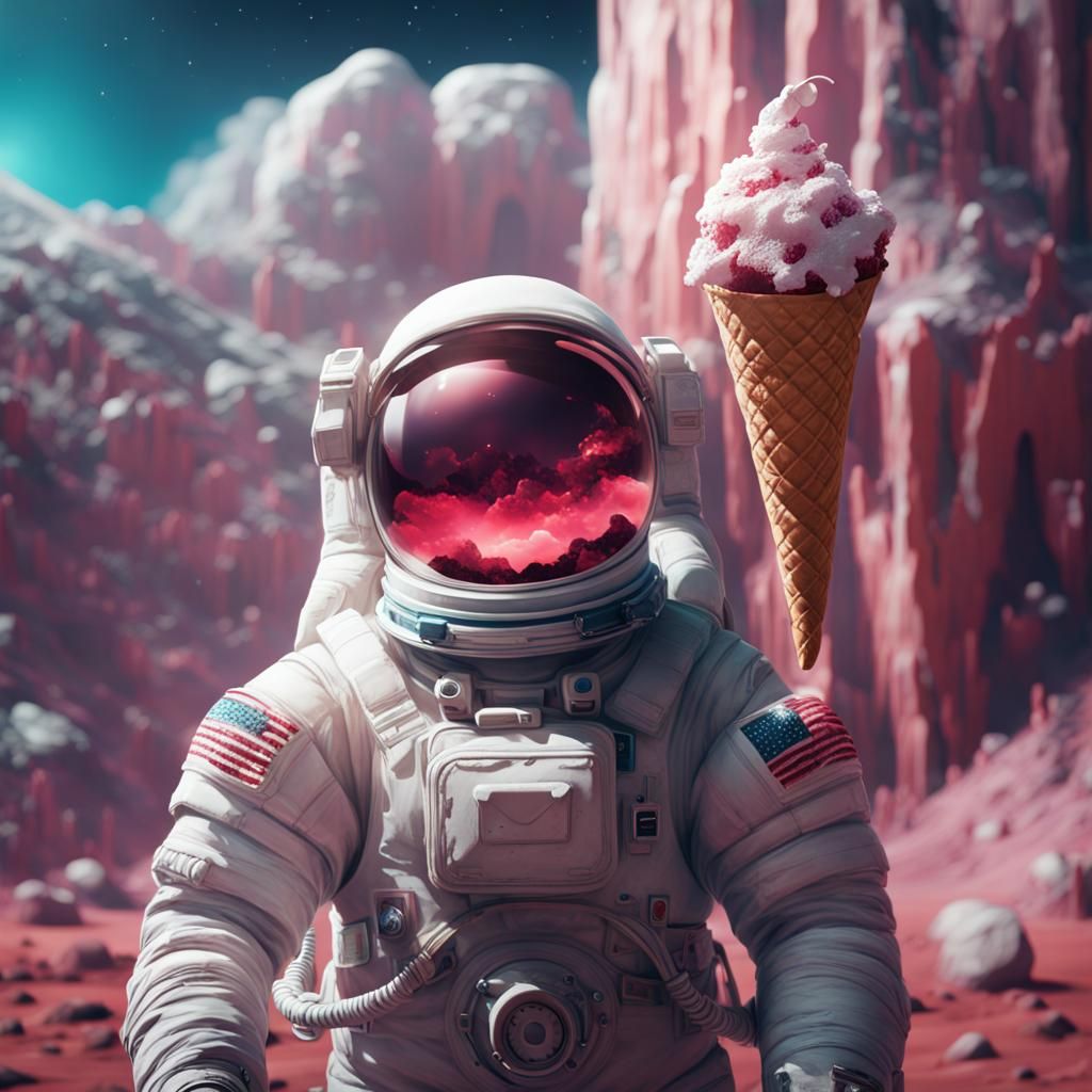 Astronaut and Ice Cream: Detailed Fantasy Art