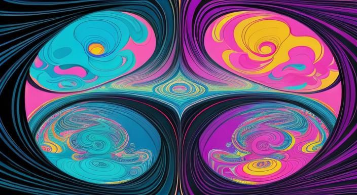 Kaleidoscopic Garden River in Takashi Murakami Style