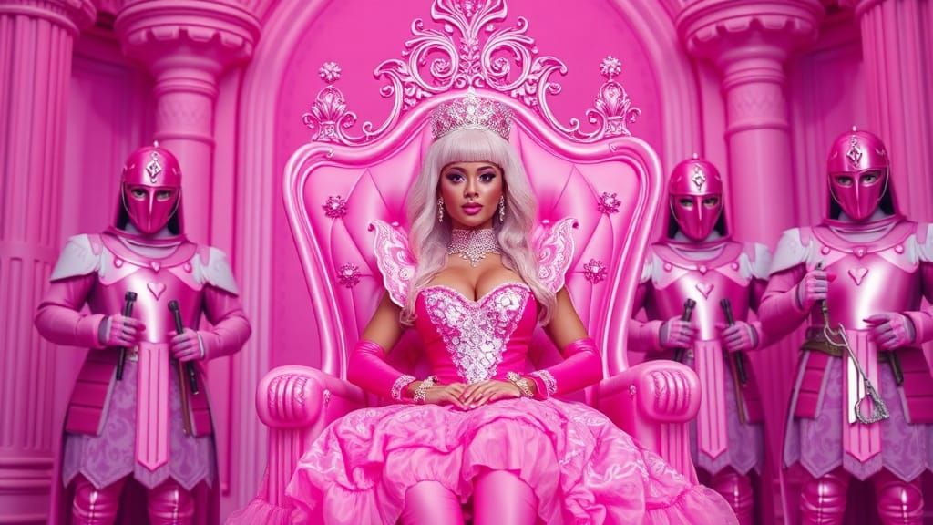 Princess on Pink Throne in Pink Room