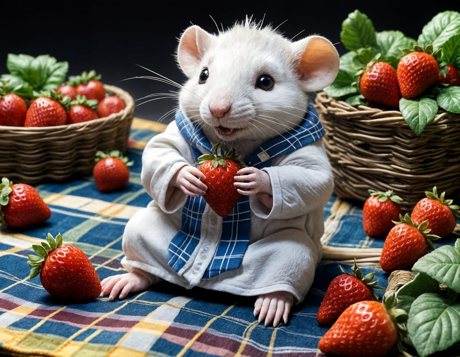Happy Plush Rat Enjoying Strawberry, Concept Art